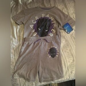 NWT Black Panther Gray/Purple T-Shirt and Shorts Set